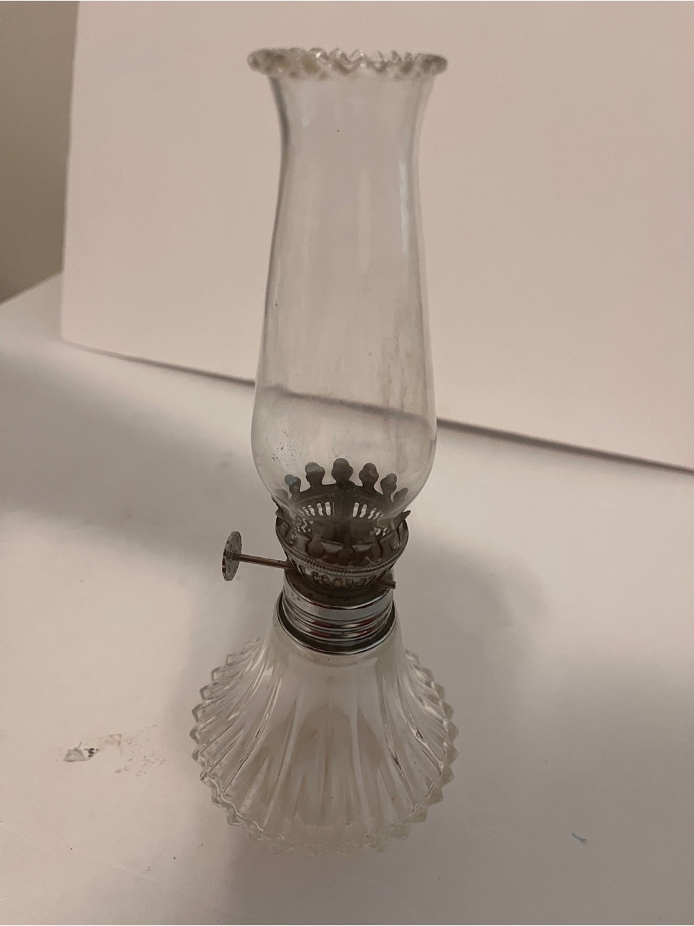 Lamplight Farms Vintage Clear Glass Oil Lamp with Silver-Tone Burner